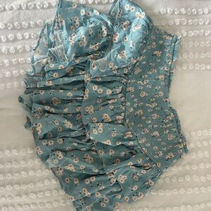 Floral Ruffle Skirt in Blue